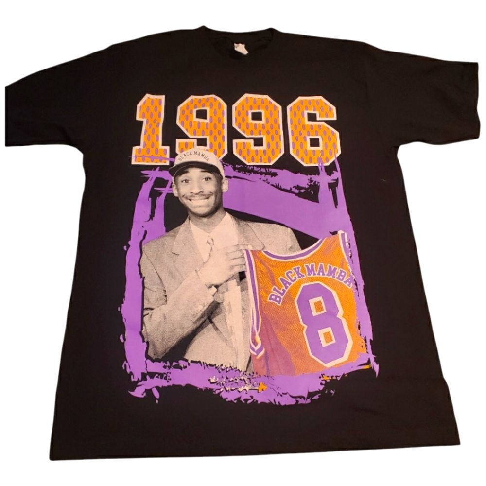 Kobe Bryant 1996 NBA Draft #8 Black Graphic Tee Shirt